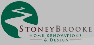 StonyBrooke Home Renovation & Design Logo: A river running through a green circle